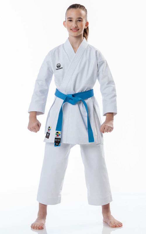 Beginner Karate Gi, TOKAIDO Kata Master Junior, WKF, Slim Fit, 12 oz.