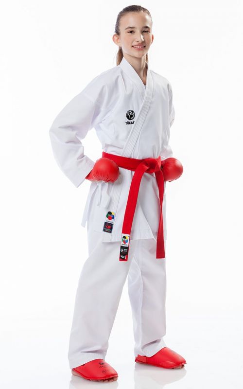 Beginner Karate Gi, TOKAIDO Kumite Master Junior, WKF, 8 oz.white